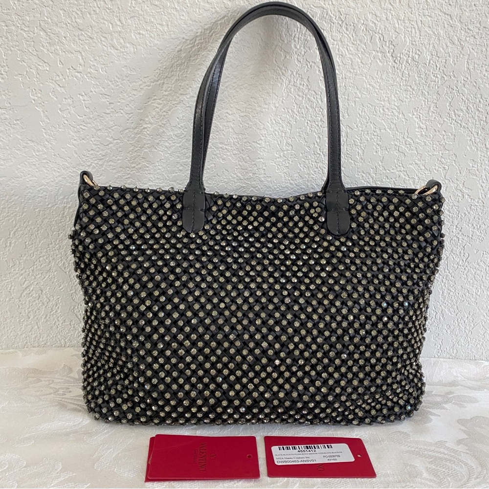 Valentino crystal leather tote bag